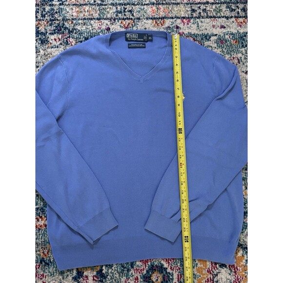 POLO Ralph Lauren Men's Blue 100% Pima Cotton V-Neck Sweater Size XL - Picture 8 of 9